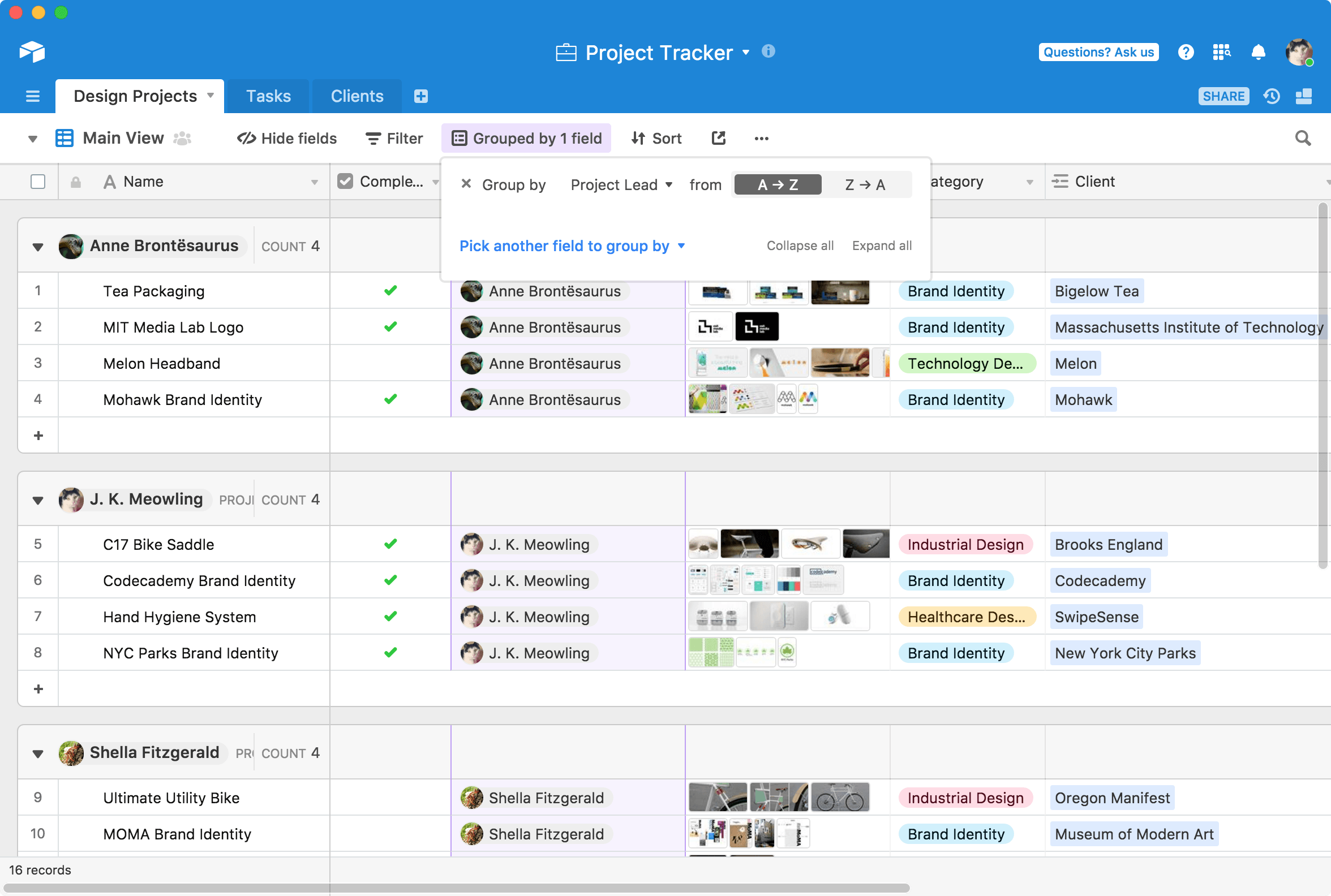 airtable grouped records