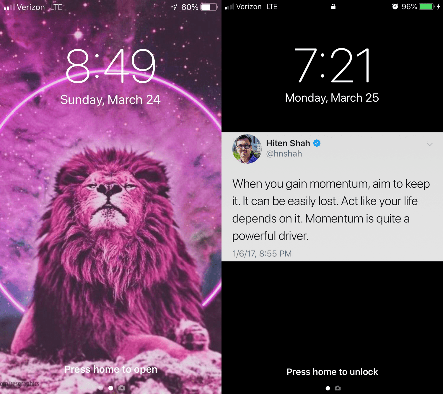 iPhone lock screen