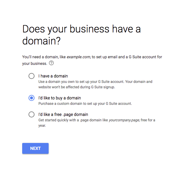 G Suite Signup Domain