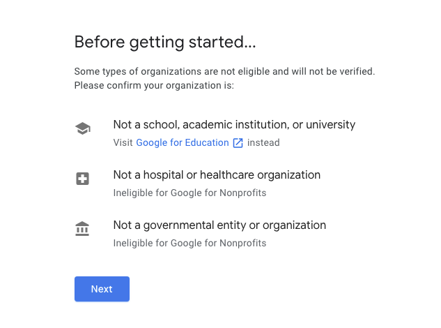 Google for Nonprofits Eligibility