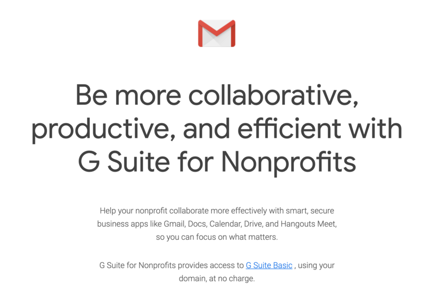google g suite backup nonprofit pricing