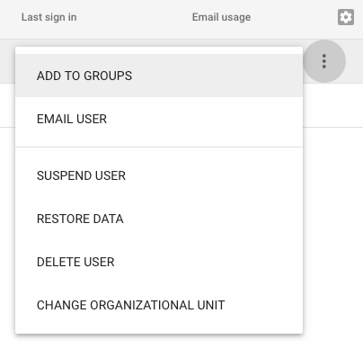 Organizational Unit Menu