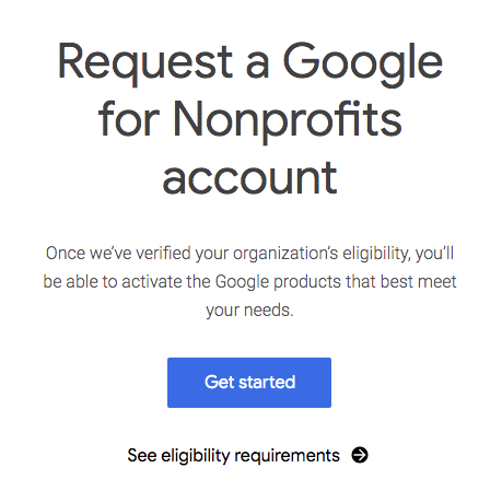 Request a Google for Nonprofit Account