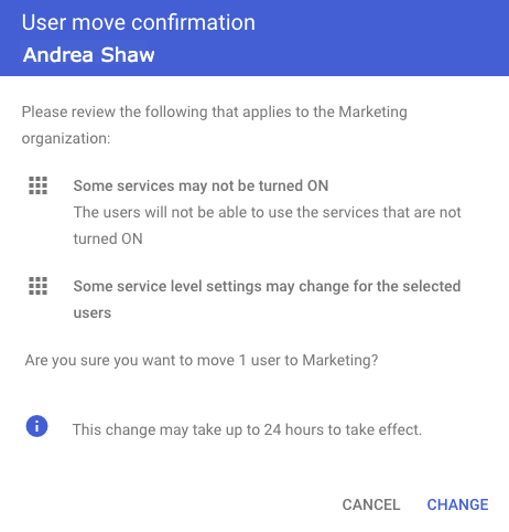 Confirm User Organizational Unit Change