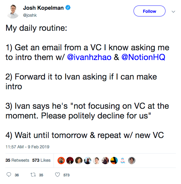 Josh Kopelman Notion tweet