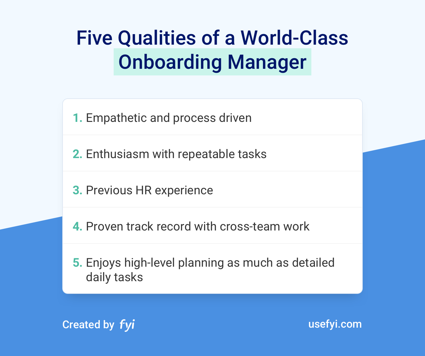 World-class Onboarding Manager Qualities