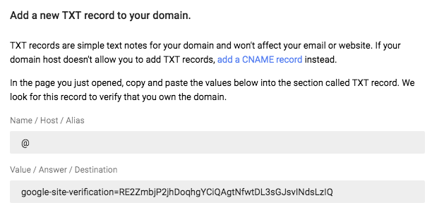 Add new TXT to domain