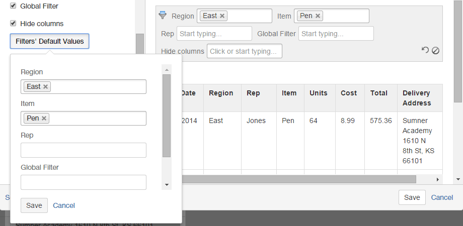 Confluence tables and filters