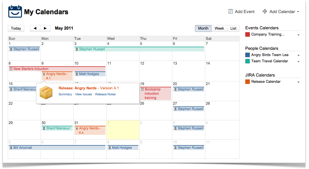 Confluence Team Calendars