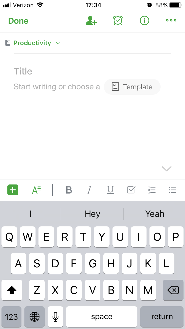Evernote Create New Note Mobile Compose Options