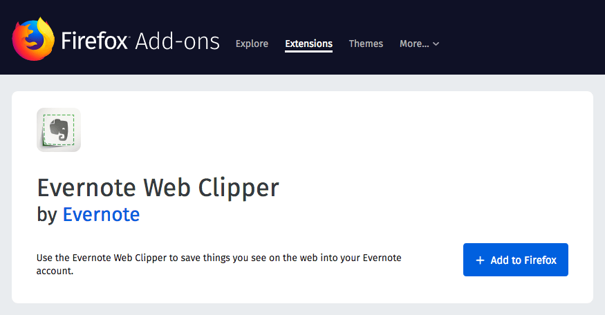 Evernote Web Clipper Installation Mozilla Firefox