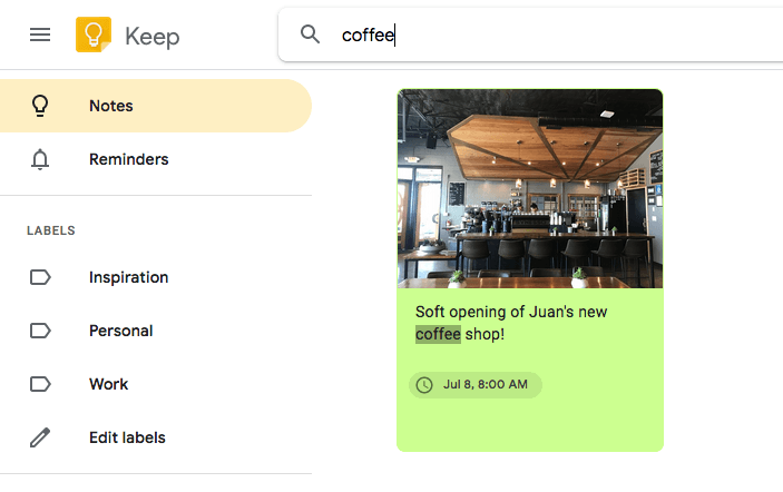 Google Keep Search Notes