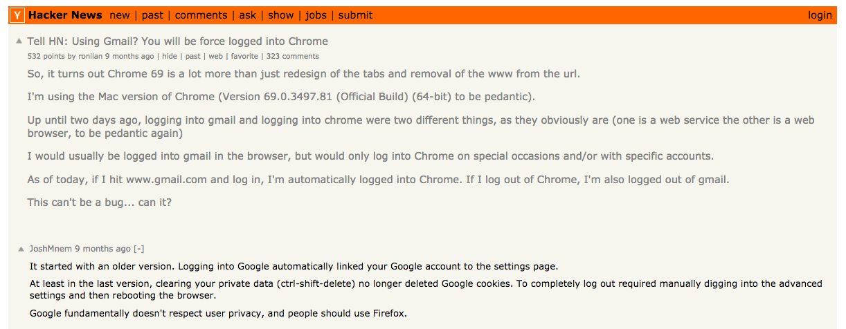 Hacker News comments