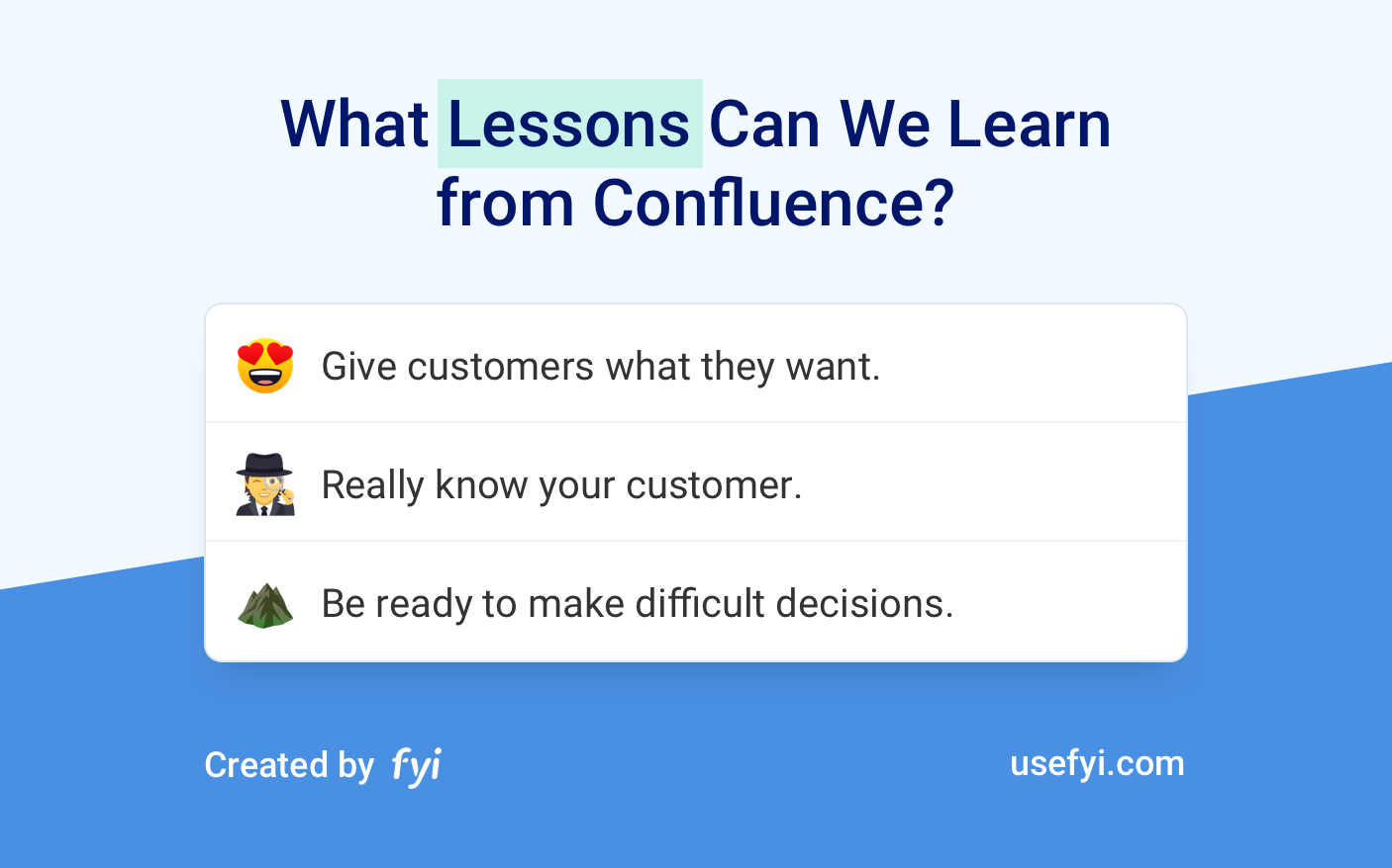 Lessons from Confluence