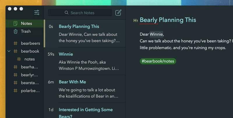 Linking Notes in Bear