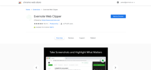 Chrome Store Evernote Web Clipper