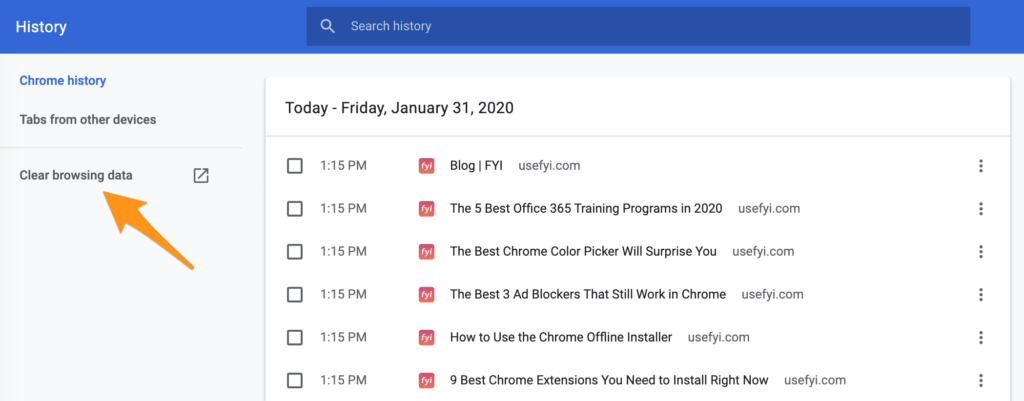 erase browsing history on chrome for mac