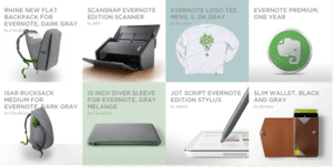 Evernote Merchandise Examples