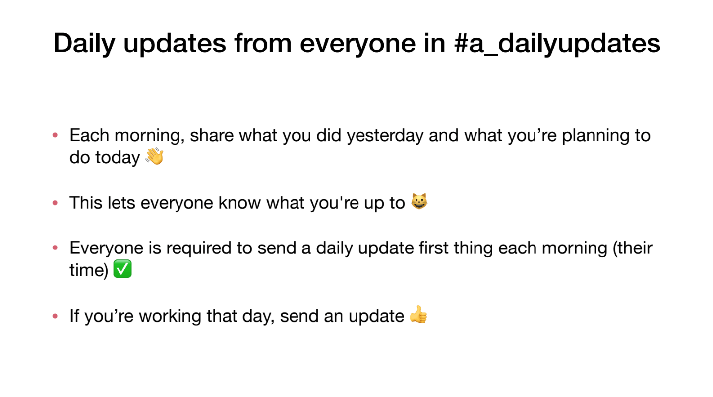 daily updates remote work