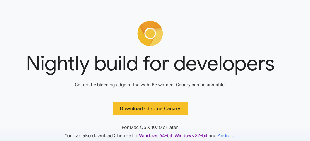 chrome canary download page