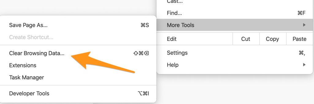 shortcut for clearing cache chrome mac