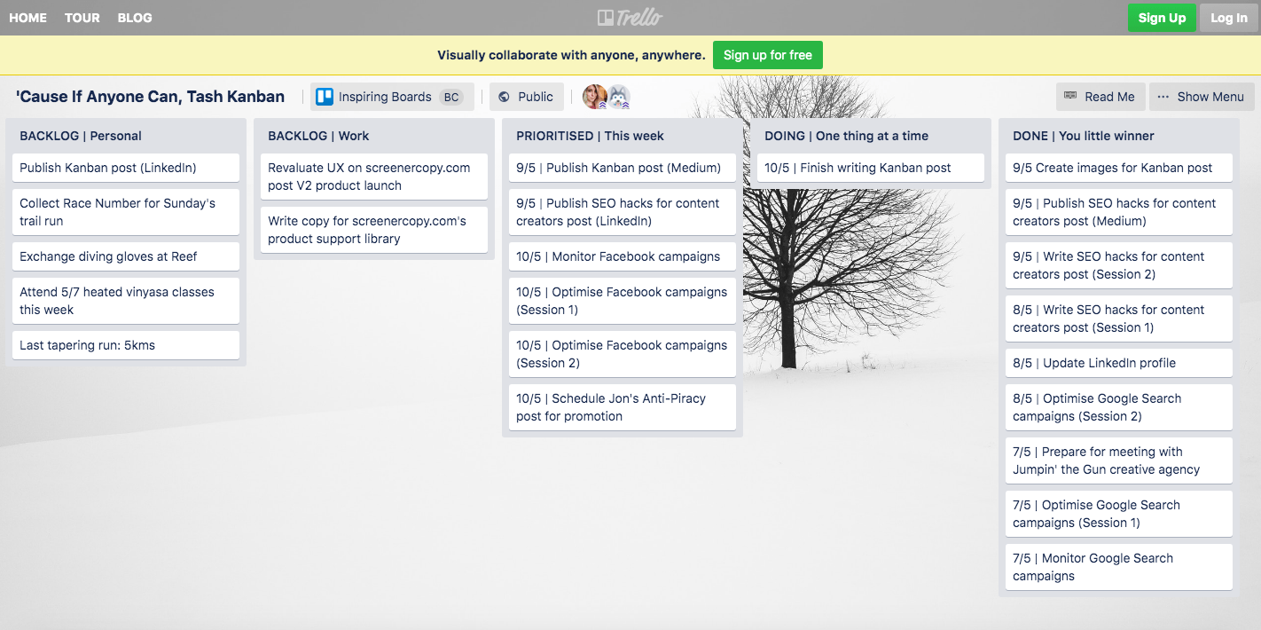 Trello Kanban workflow template