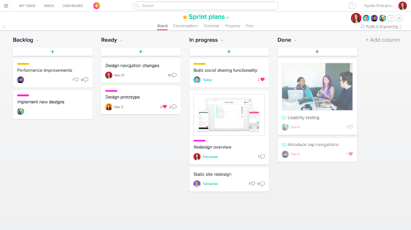 Screenshot of Asana scrum board