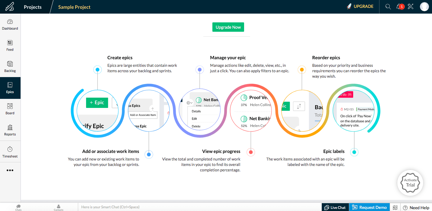 Screenshot of Zoho Sprints scrum board