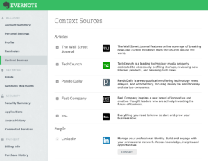 evernote premium context functionality