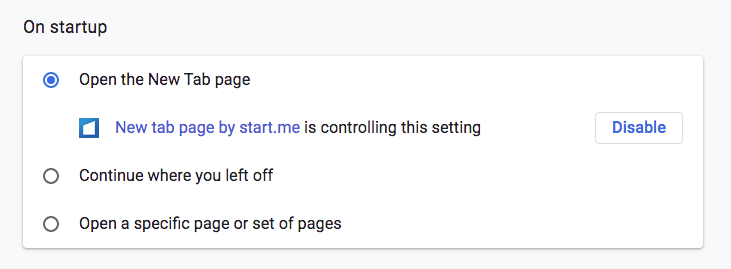 customize startup pages chrome setting