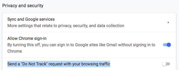 privacy security chrome setting
