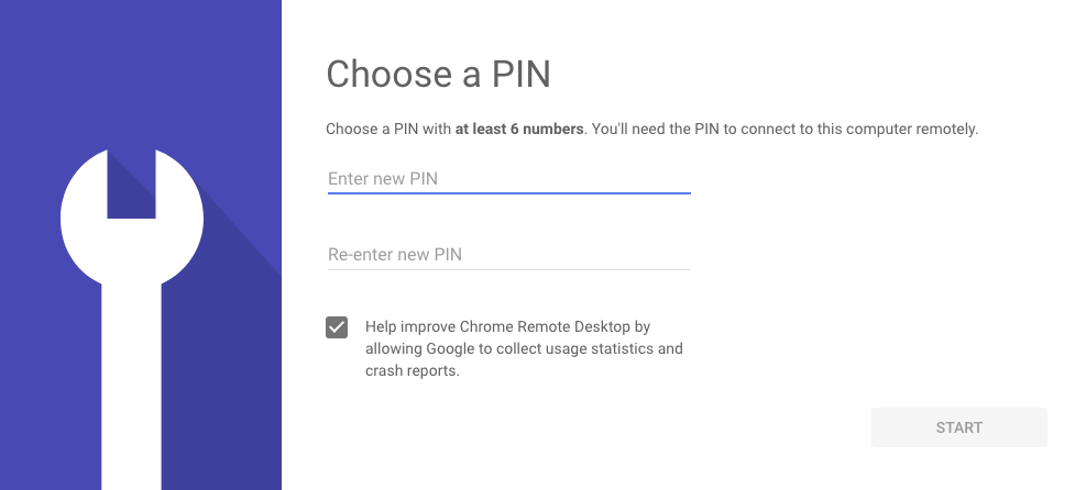 chrome remote desktop choose a pin prompt
