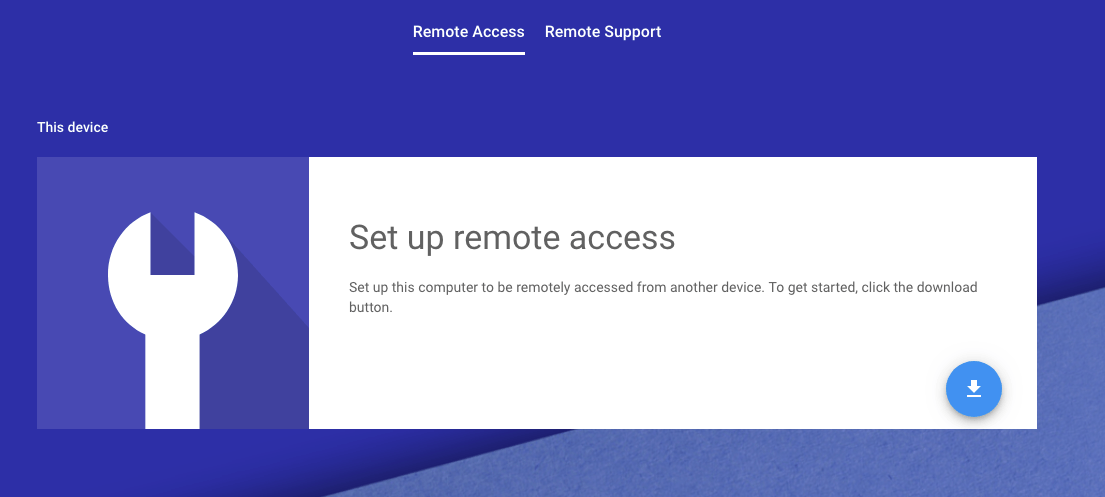 chrome remote desktop setup page