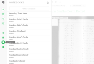 evernote genealogy family notebooks