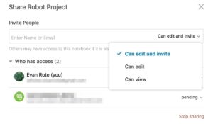 evernote share notebook permission controls