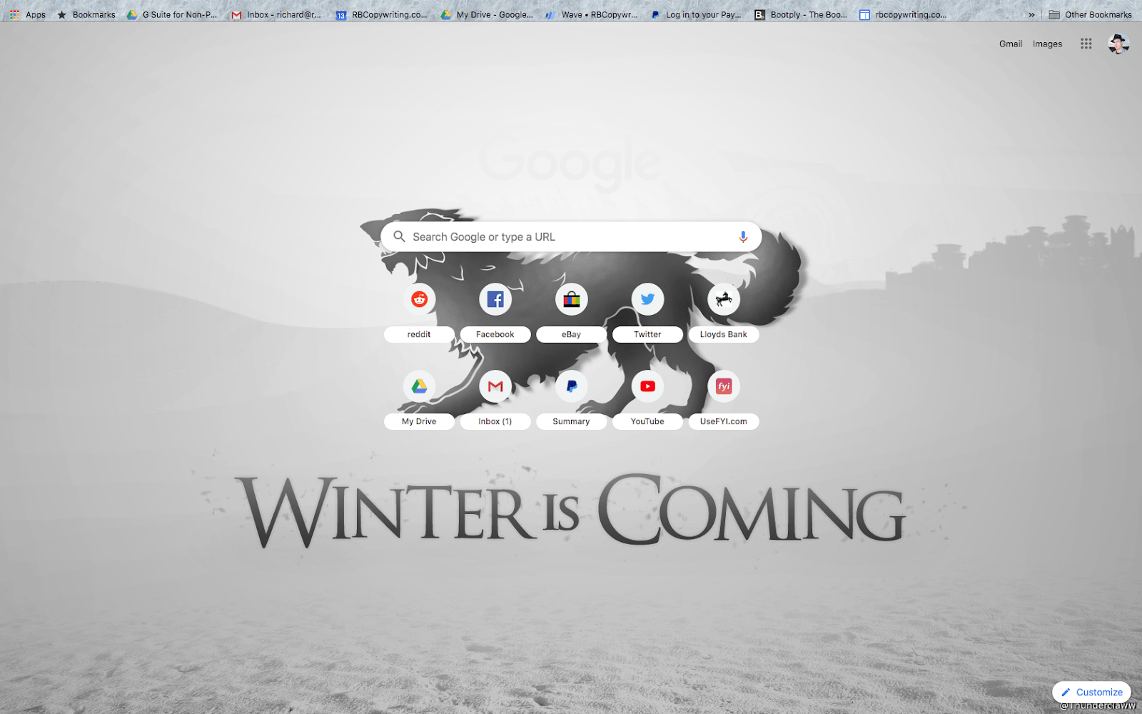 chrome game of thrones theme screenshot