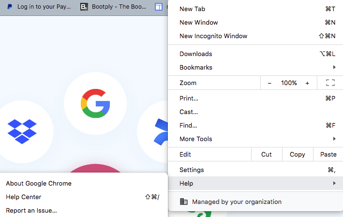 chrome menu screenshot