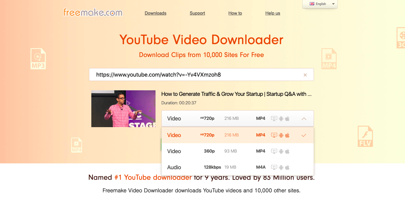 freemake video downloader homepage screenshot