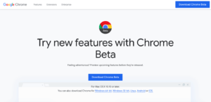 chrome beta download page screenshot