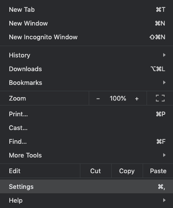 chrome menu screenshot