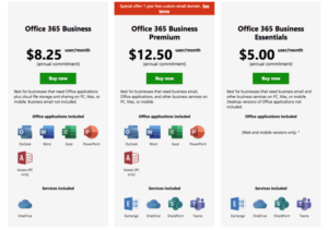 microsoft office product comparison