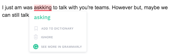 Grammarly typo