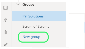 Office 365 Groups menu