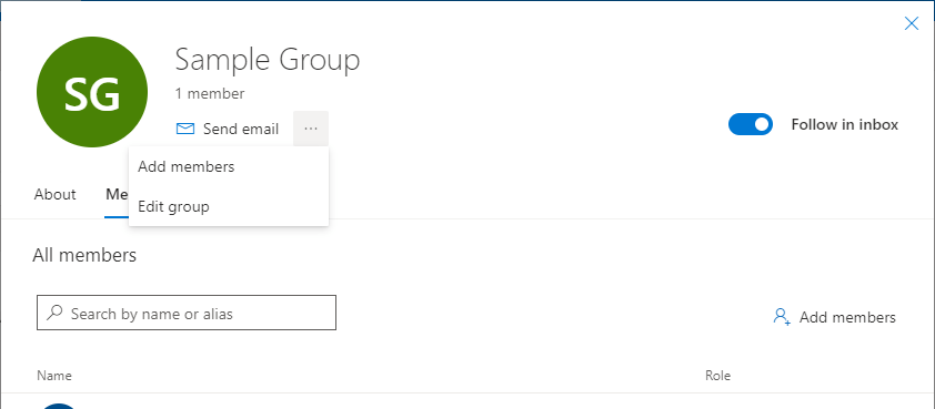 Office 365 Groups sample group card