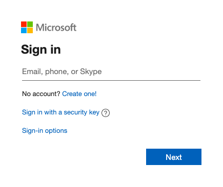 microsoft sign in dialog box