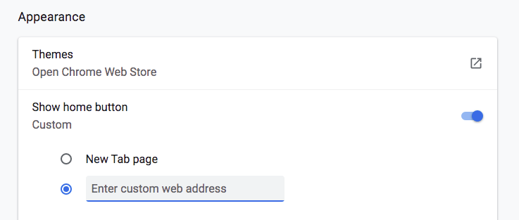 chrome appearance settings screenshot