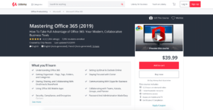 udemy office 365 course homepage