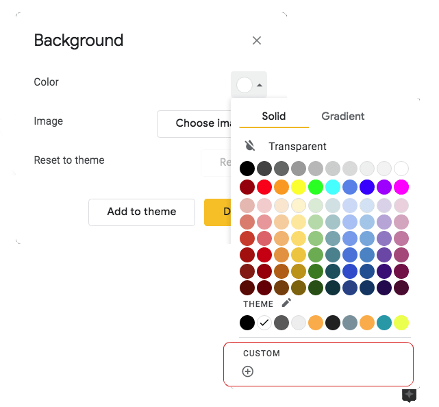 google slides custom color palette