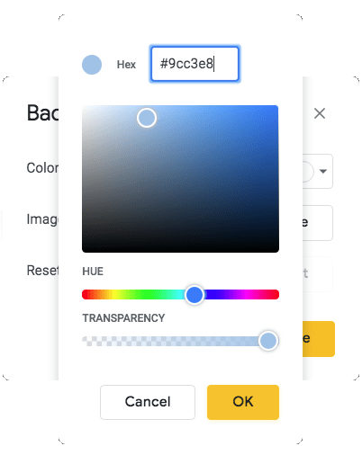 google slides color display value