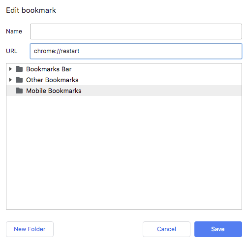 edit bookmark dialog box